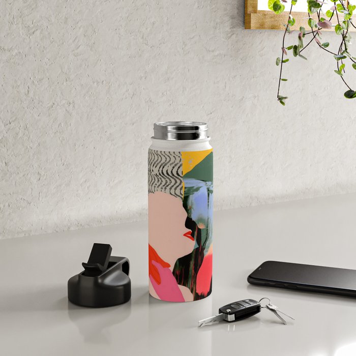 Such a Thing Not Meant To Last, Kiss Passion Love Lovers Couple Friends, Collage Make-out Sex Abstract People Silhouettes Human, Emotions Maximalist Statement Painting Water Bottle Gallery Image 4