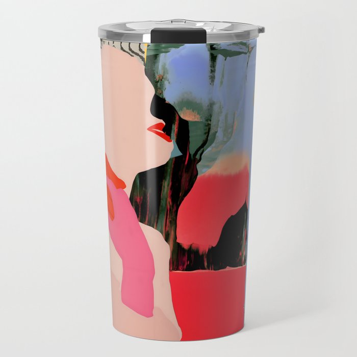 Such a Thing Not Meant To Last, Kiss Passion Love Lovers Couple Friends, Collage Make-out Sex Abstract People Silhouettes Human, Emotions Maximalist Statement Painting Travel Mug Gallery Image 1