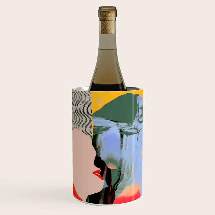 Such a Thing Not Meant To Last, Kiss Passion Love Lovers Couple Friends, Collage Make-out Sex Abstract People Silhouettes Human, Emotions Maximalist Statement Painting Wine Chiller Gallery Image 1