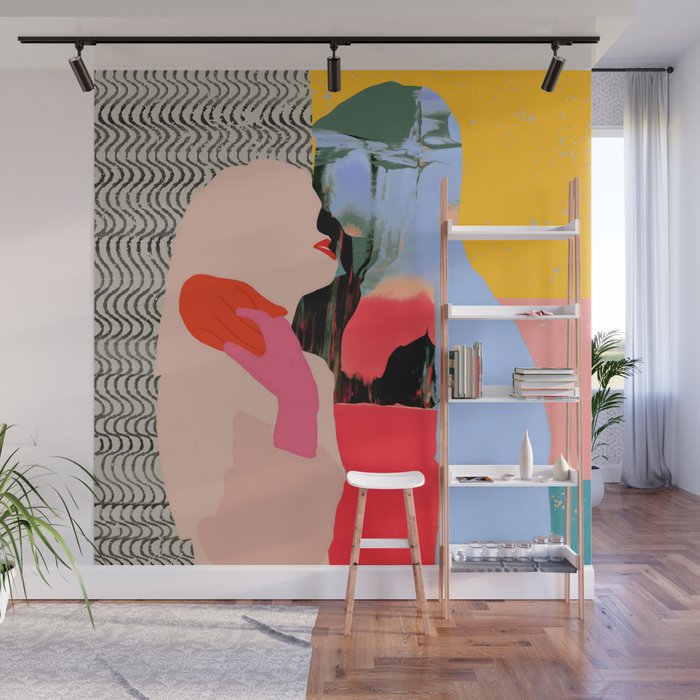 Such a Thing Not Meant To Last, Kiss Passion Love Lovers Couple Friends, Collage Make-out Sex Abstract People Silhouettes Human, Emotions Maximalist Statement Painting Wall Mural Gallery Image 1