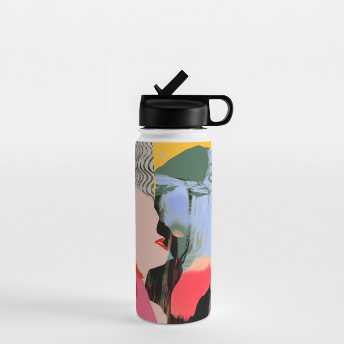 Such a Thing Not Meant To Last, Kiss Passion Love Lovers Couple Friends, Collage Make-out Sex Abstract People Silhouettes Human, Emotions Maximalist Statement Painting Water Bottle Gallery Image 1