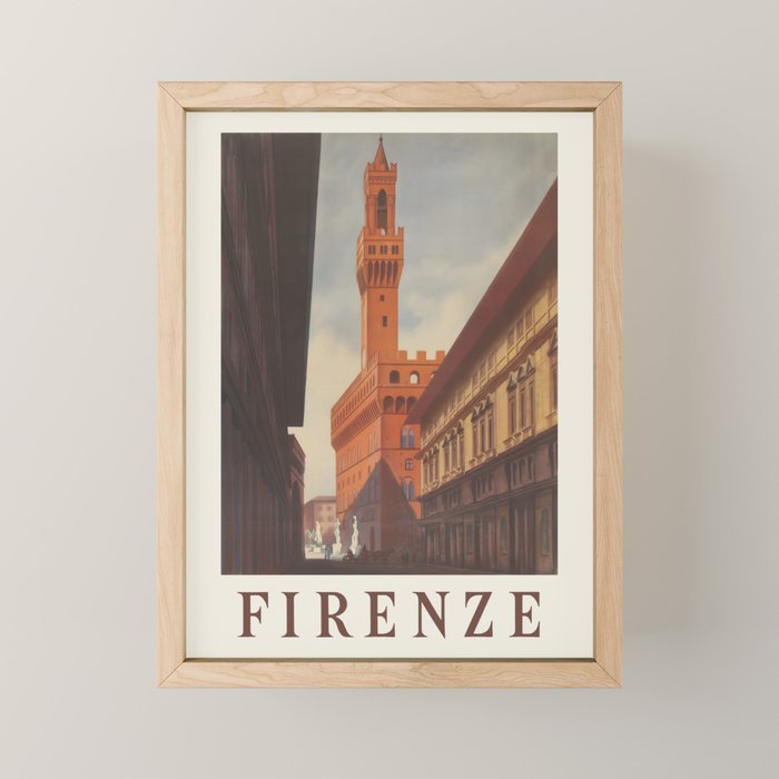 Florence Vintage Travel Poster,  1930s Mini Art Print Gallery Image 1