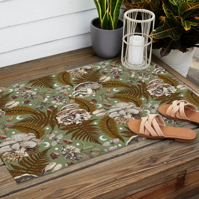 Mushrooms in moon forest G Outdoor Rug Gallery Image 2