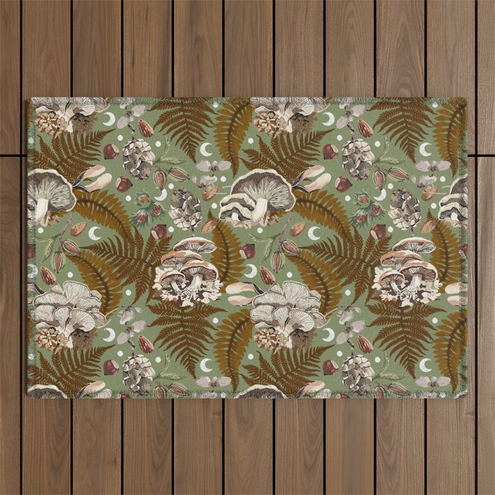 Mushrooms in moon forest G Outdoor Rug Gallery Image 1