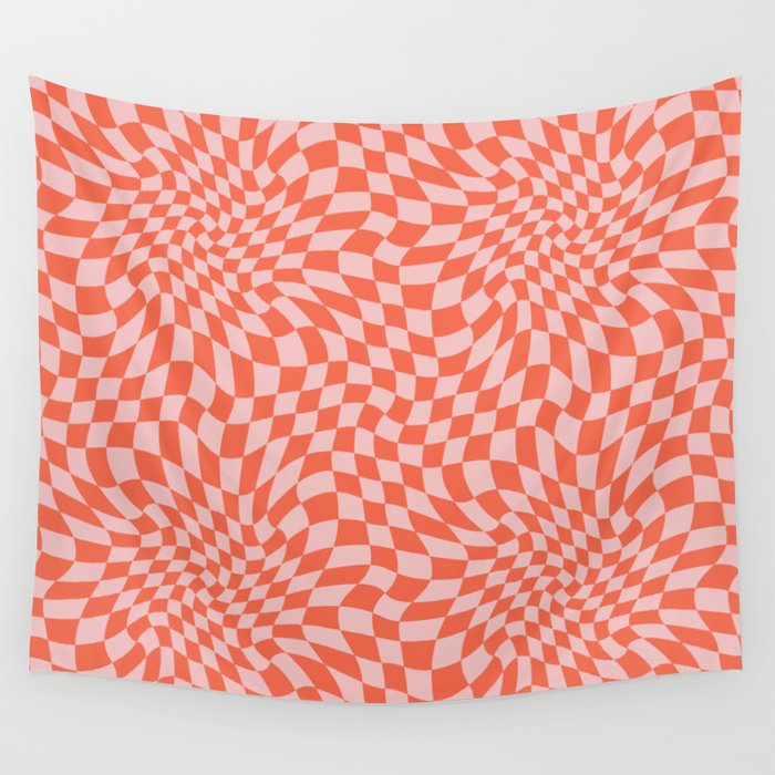 Retro Warped Checkerboard Wall Tapestry Gallery Image 1
