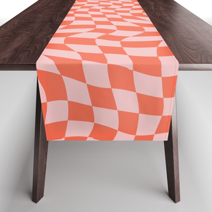 Retro Warped Checkerboard Table Runner Gallery Image 1