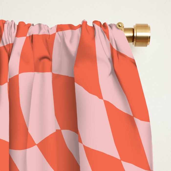 Retro Warped Checkerboard Window Curtain Gallery Image 2
