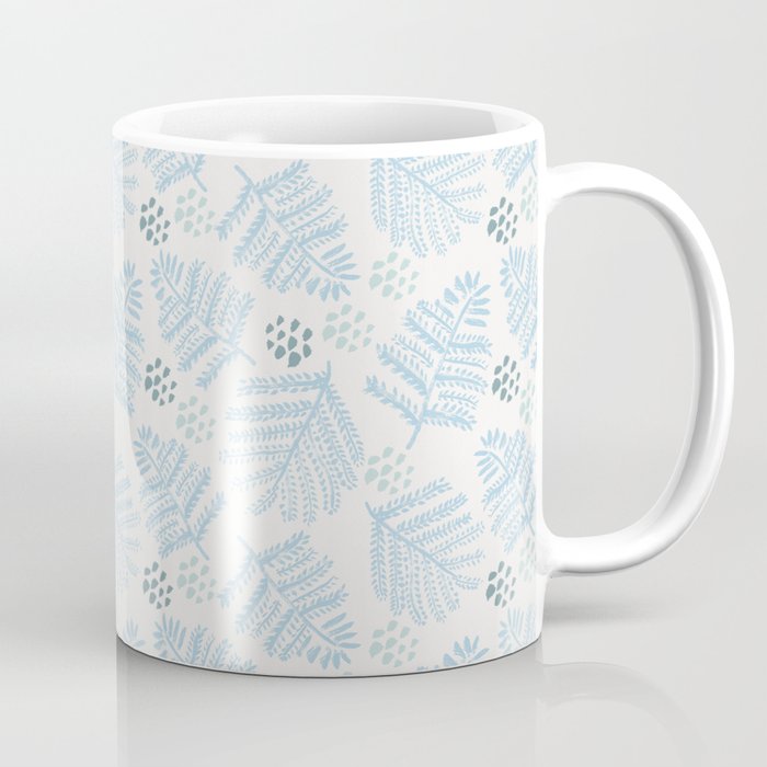 Winter & Woodsy Pine Trees in White & Blue Coffee Mug Gallery Image 1