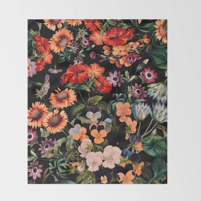 Glow in the Dark Botanicals II Throw Blanket Gallery Image 2