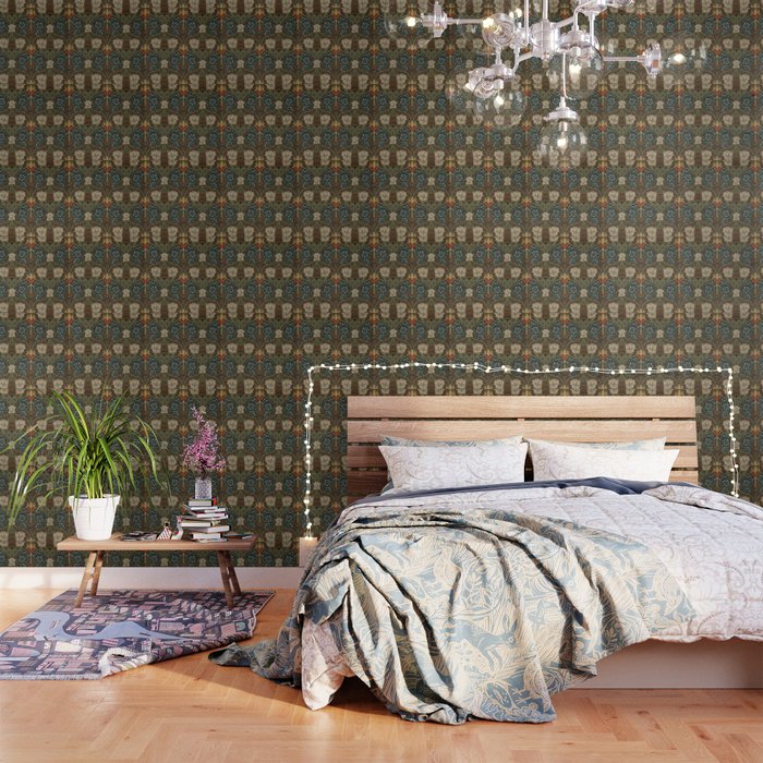 William Morris Honeysuckle and Tulip Forest Chestnut Pattern Wallpaper Gallery Image 3