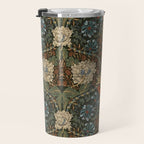 William Morris Honeysuckle and Tulip Forest Chestnut Pattern Travel Mug Gallery Image 3