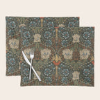 William Morris Honeysuckle and Tulip Forest Chestnut Pattern Placemat Gallery Image 1