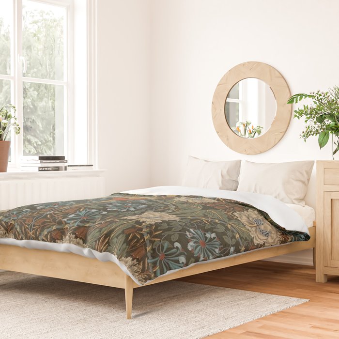 William Morris Honeysuckle and Tulip Forest Chestnut Pattern Duvet Cover Gallery Image 2