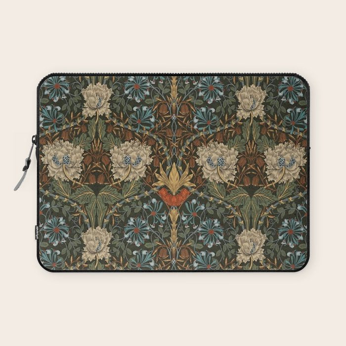 William Morris Honeysuckle and Tulip Forest Chestnut Pattern Laptop Sleeve Gallery Image 1