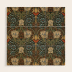 William Morris Honeysuckle and Tulip Forest Chestnut Pattern Wood Wall Art Gallery Image 1