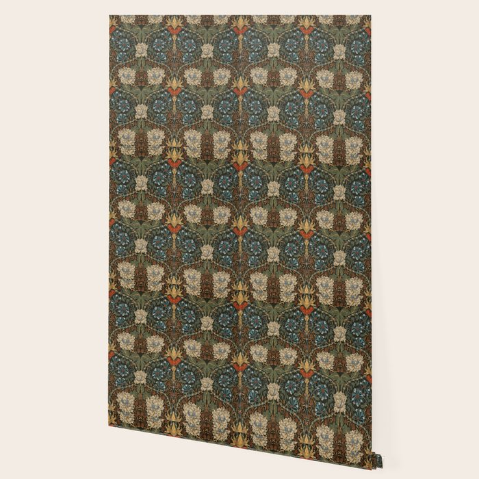 William Morris Honeysuckle and Tulip Forest Chestnut Pattern Wallpaper Gallery Image 2