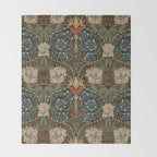 William Morris Honeysuckle and Tulip Forest Chestnut Pattern Throw Blanket Gallery Image 2