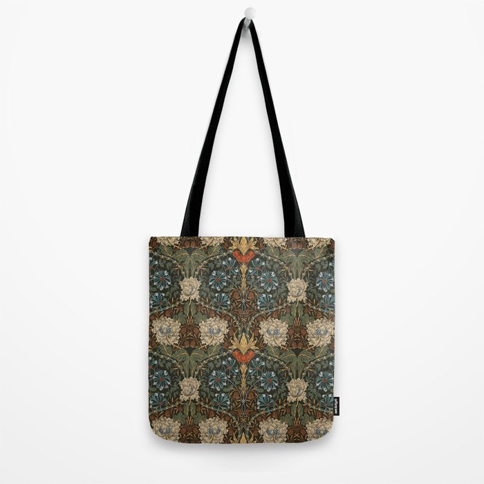William Morris Honeysuckle and Tulip Forest Chestnut Pattern Tote Bag Gallery Image 2