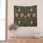William Morris Honeysuckle and Tulip Forest Chestnut Pattern Wall Tapestry Gallery Image 2