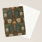 William Morris Honeysuckle and Tulip Forest Chestnut Pattern Stationery Card Gallery Image 2