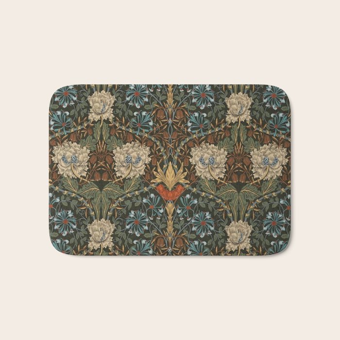 William Morris Honeysuckle and Tulip Forest Chestnut Pattern Bath Mat Gallery Image 1