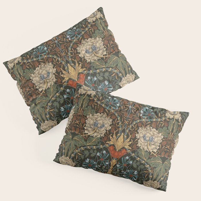 William Morris Honeysuckle and Tulip Forest Chestnut Pattern Pillow Sham Gallery Image 1