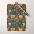 William Morris Honeysuckle and Tulip Forest Chestnut Pattern Wrapping Paper Gallery Image 1