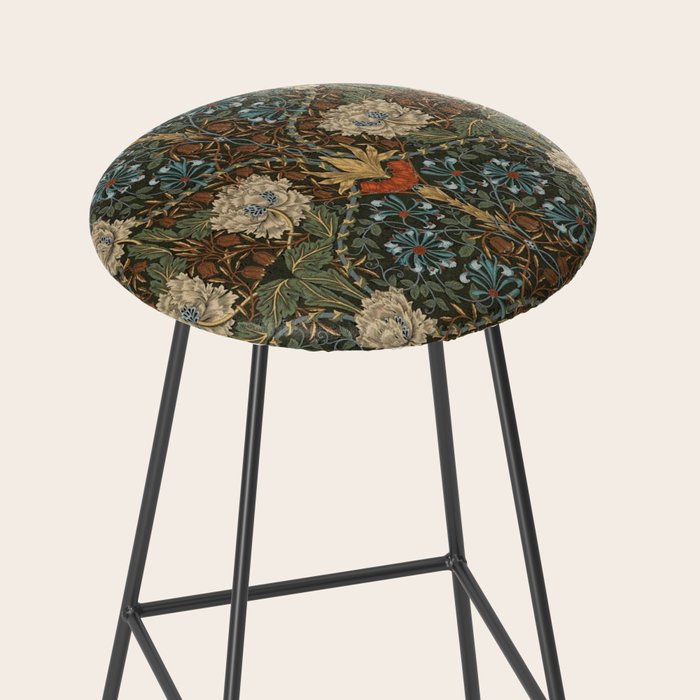 William Morris Honeysuckle and Tulip Forest Chestnut Pattern Stool Gallery Image 2