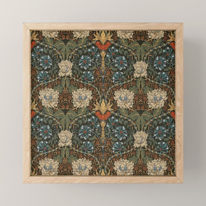 William Morris Honeysuckle and Tulip Forest Chestnut Pattern Mini Art Print Gallery Image 1