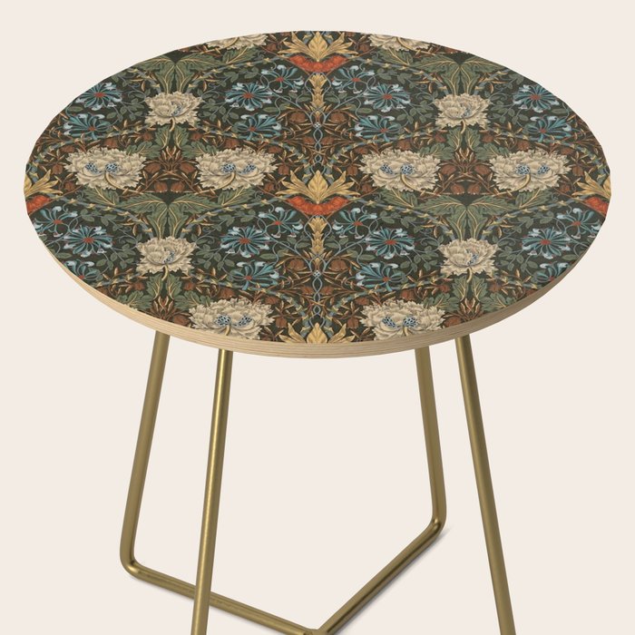 William Morris Honeysuckle and Tulip Forest Chestnut Pattern Side Table Gallery Image 2