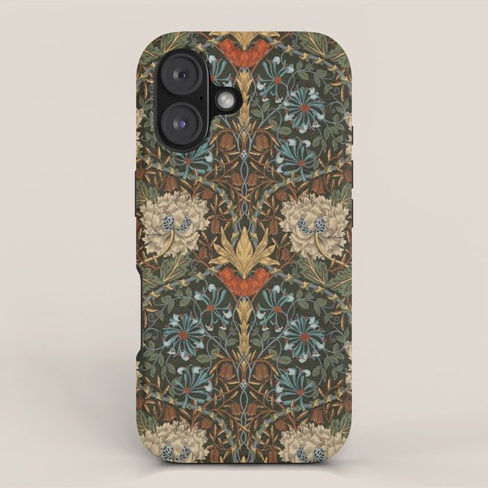 William Morris Honeysuckle and Tulip Forest Chestnut Pattern iPhone Case Gallery Image 1