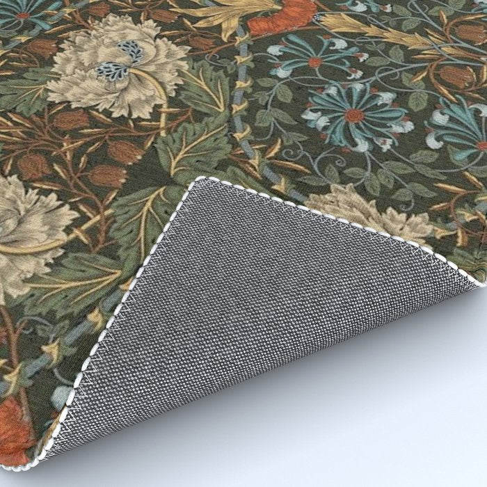 William Morris Honeysuckle and Tulip Forest Chestnut Pattern Rug Gallery Image 4