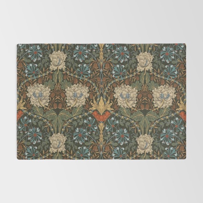 William Morris Honeysuckle and Tulip Forest Chestnut Pattern Rug Gallery Image 2