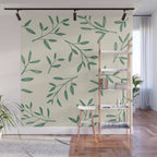 Leaf Pattern Watercolor - Green Wall Mural Gallery Image 1