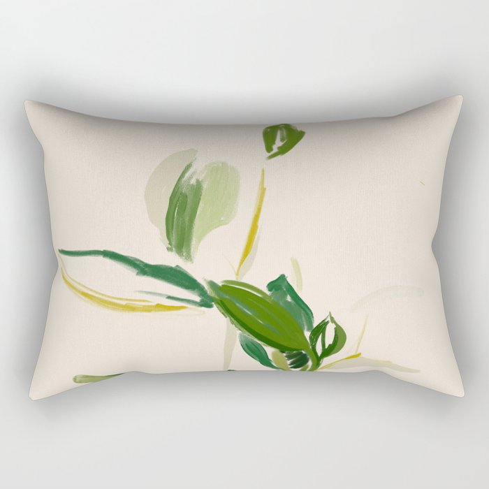 Plants In Summer Beige. Rectangular Pillow Gallery Image 1