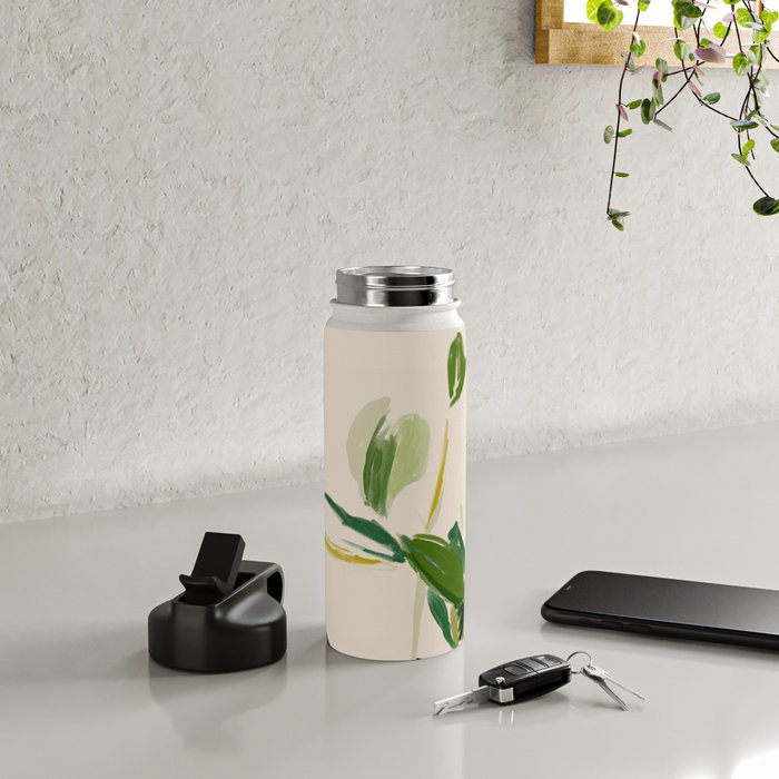 Plants In Summer Beige. Water Bottle Gallery Image 5