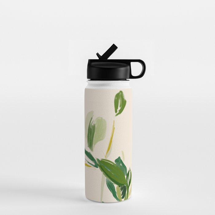 Plants In Summer Beige. Water Bottle Gallery Image 1