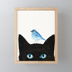 Cat and Bird Mini Art Print Gallery Image 1
