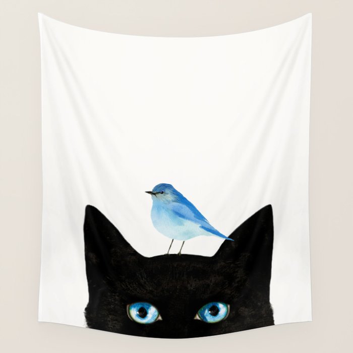 Cat and Bird Wall Tapestry Gallery Image 4