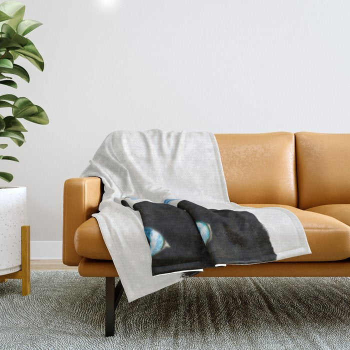 Cat and Bird Throw Blanket Gallery Image 1