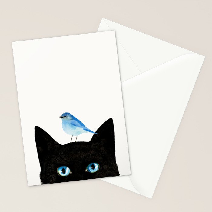 Cat and Bird Stationery Card Gallery Image 2
