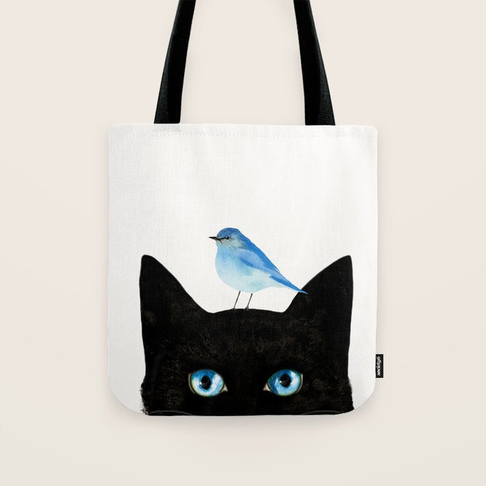 Cat and Bird Tote Bag Gallery Image 1