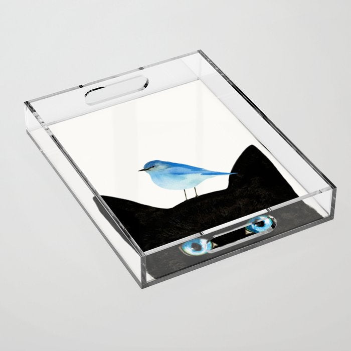 Cat and Bird Acrylic Tray Gallery Image 1