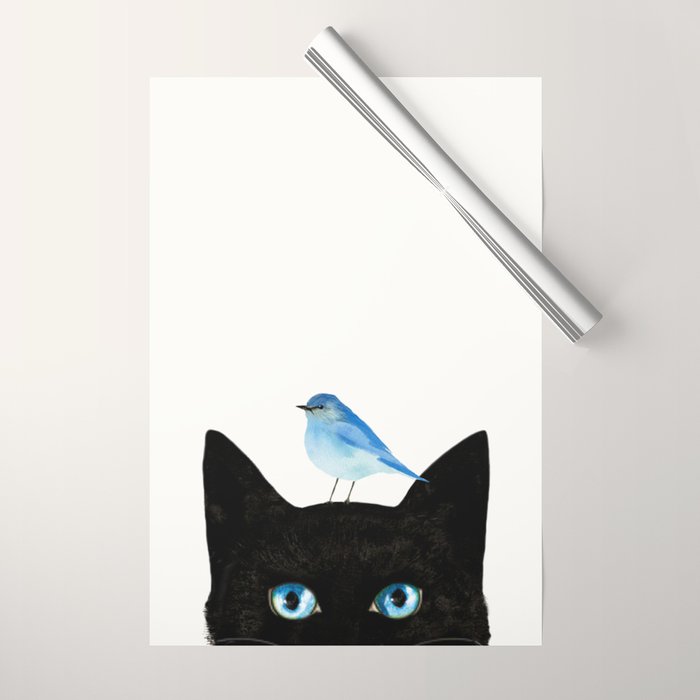 Cat and Bird Wrapping Paper Gallery Image 1
