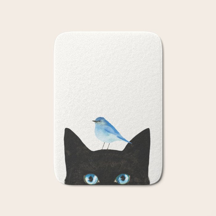 Cat and Bird Bath Mat Gallery Image 1