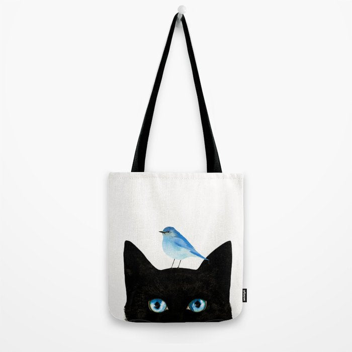 Cat and Bird Tote Bag Gallery Image 2