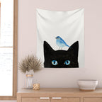 Cat and Bird Wall Tapestry Gallery Image 2