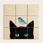 Cat and Bird Wood Wall Art Gallery Image 1