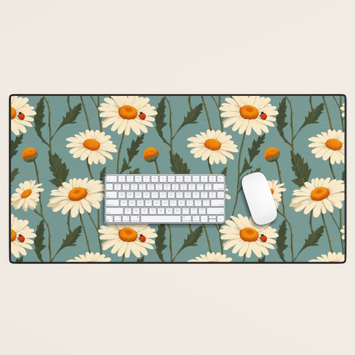 Charming Daisies with Ladybug Desk Mat Gallery Image 1