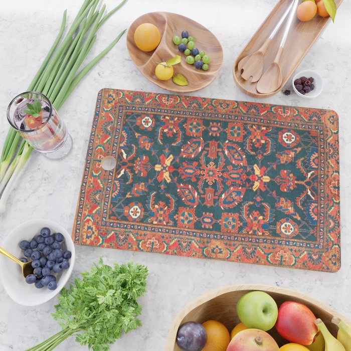Hamadan West Persian Rug Print Cutting Board Gallery Image 2